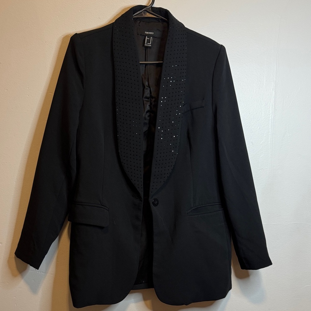 Forever 21 Black Blazer with Embellished Lapel